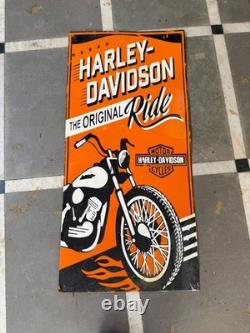 Plaque émaillée Harley-Davidson en porcelaine, taille 42 x 20 pouces, double face