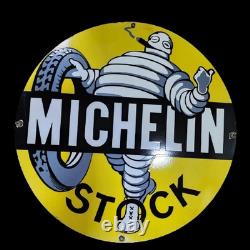 Plaque émaillée Michelin en porcelaine, taille 30 x 30 pouces, double face