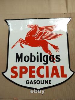 Plaque émaillée Mobilgas Special en porcelaine 36x36 pouces double face