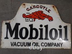 Plaque émaillée Mobiloil en porcelaine, taille 36 x 24 pouces, double face