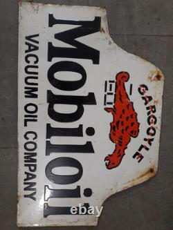 Plaque émaillée Mobiloil en porcelaine, taille 36 x 24 pouces, double face