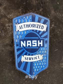 Plaque émaillée Nash en porcelaine 36 x 18 pouces, double face