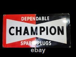 Plaque émaillée Porcelian Champion, taille 42 pouces, double face