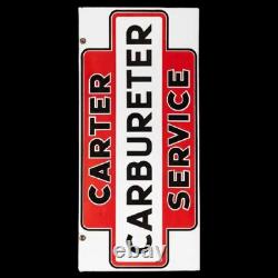 Plaque émaillée en porcelaine Carter Carbureter, taille 42 x 20 pouces, double face