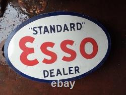Plaque émaillée en porcelaine Esso Standard, taille 36 x 24 pouces, double face