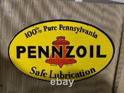 Plaque émaillée en porcelaine Pennzoil 30 x 20 pouces double face