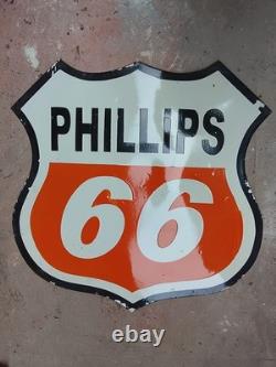 Plaque émaillée en porcelaine Phillips, taille 36 pouces, double face