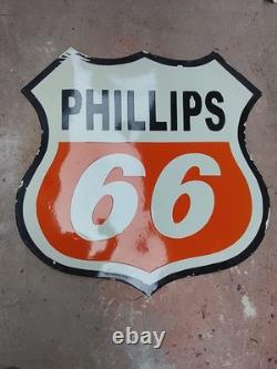 Plaque émaillée en porcelaine Phillips, taille 36 pouces, double face