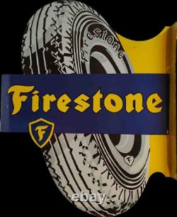 Plaque en émail Porcelian Firestone, dimensions 37x30.5 pouces, double face.
