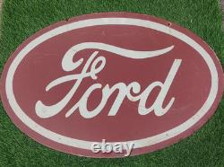 Plaque publicitaire Ford émaillée double face de 36 pouces