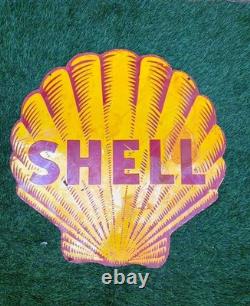 Plaque publicitaire Shell émaillée de 24 pouces, double face