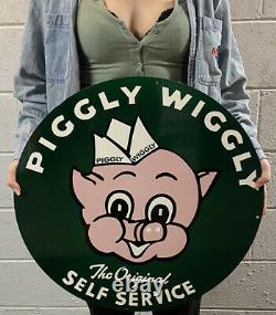 Poigly Wiggly Double Face Die Cut Metal Sign Supermarket Grocery Store Gazoil