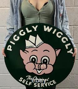 Poigly Wiggly Double Face Die Cut Metal Sign Supermarket Grocery Store Gazoil