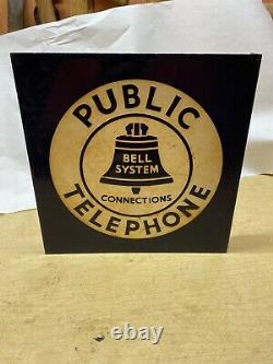 Porcelaine Bell System Public Telephone Double Sided Flanged Sign 11 X 11
