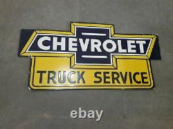 Porcelaine Chevrolet Camion Service Sign 36 X 18 Pouces Double Face