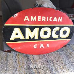 Porcelaine Double Face Amoco American Gas Sign