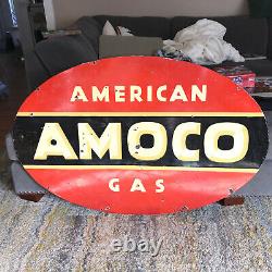 Porcelaine Double Face Amoco American Gas Sign