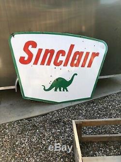 Porcelaine Gas & Oil Ancienne Double Face Sinclair Original Dsp 7 'vintage Patine
