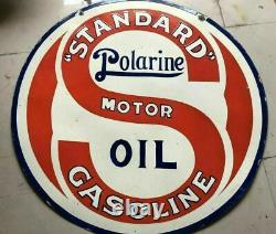 Porcelaine Standard Polarine Motor Oil Sign Size 42 Rond Double Face