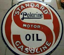 Porcelaine Standard Polarine Motor Oil Sign Size 42 Round Double Sided