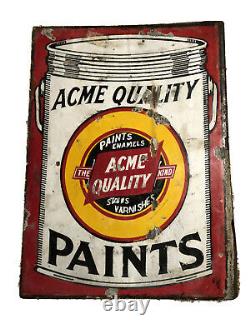 Publicité Antique Double Sided Porcelain Sign Acme Quality Paint Stain Varn