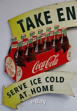 Publicité Originale En Carton Découpé À Double Face Coca-cola, Vers 1954