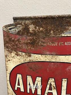 RARE Vintage Double Sided AMALIE Racing Motor Oil Advertising Hanging sign<br/> 	RARE Vintage Double Sided AMALIE Racing Motor Oil Advertising Hanging sign