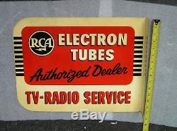 Radio Service 1950`s Tv Rca Double Face En Métal Bride Publicité Connexion