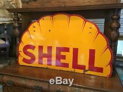 Rare. 1930 Shell Essence Shell Clam Double Face Porcelaine 48 Pouces Signe