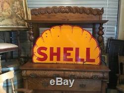 Rare. 1930 Shell Essence Shell Clam Double Face Porcelaine 48 Pouces Signe