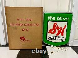 Rare 1960's Mint In Box 16''x13'' S & H Stamp Vert Light Up Sign Dual-face