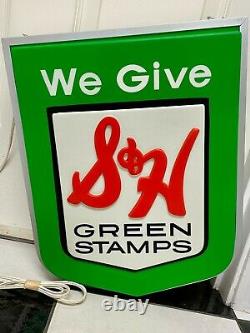 Rare 1960's Mint In Box 16''x13'' S & H Stamp Vert Light Up Sign Dual-face