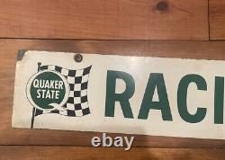 Rare 1967 Quaker State Racing Oil Double Sided Metal Sign Made In USA Gas Oil