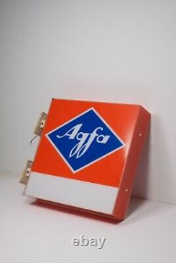 Rare Agfa Photo Shop Sign / Agfa Double Sided Plaque Des Années 1980 / Publicité Vintage