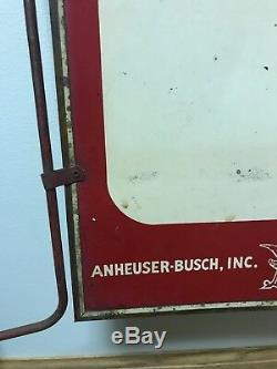 Rare Années 1930 Signe De Bière Budweiser Tin St Louis Mo Double Face Vintage Busch Old