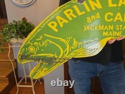 Rare Grande Plaque en Porcelaine Vintage Parlin Lake Recto Verso 30x15