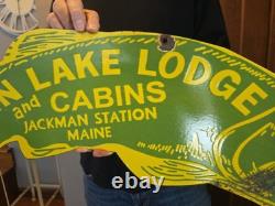 Rare Grande Plaque en Porcelaine Vintage Parlin Lake Recto Verso 30x15