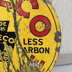 Rare Original Coreco Gasoline Double Sided Porcelain Sign Gas Oil Advertising 
 <br/>


<br/>    Traduction en français : <br/>Rare Original Coreco Gasoline Double Face Enseigne en Porcelaine Publicité de Gaz et d'Huile