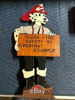Rare Original Vintage Sparky Fire Dog Département Mascotte Double Sided Painted Vieux