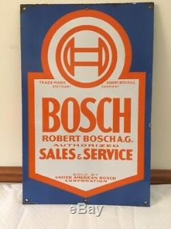 Rare! Plaque Originale En Porcelaine Double Face Bosch Sales & Service 16x24 Originale