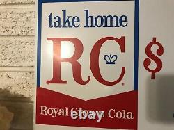 Rare Porcelaine Vintage À Double Face Royal Crown Cola Rc Soda Pop Store Sign