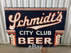 Rare Schmidts City Club Bilaterale Porcelaine Publicité Bière Signe! Sensationnel