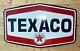 Rare Texaco Grande Enseigne Émaillée Double Face Découpée En Porcelaine 72 X 45 Pouces