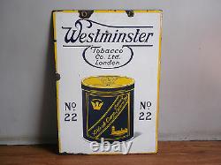 Rare Vintage Double Face Westminster Marque D'émail Publicitaire De Tabac De 30's