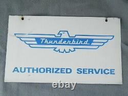Rare Vintage Double Sided Metal Thunderbird Service Autorisé Sign Estate Trouver