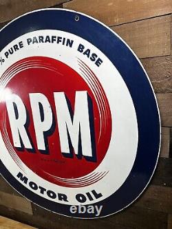 Rare Vintage Double Sided RPM Motor Oil/Gas Porcelain Sign



<br/> Signe en porcelaine rare vintage à double face RPM Motor Oil/Gas