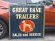 Rare Vintage Grand Dane Trailers Panneau Double Face Grand 4' X 4' Taille