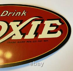 Rare Vintage Original Moxie Soda Sign Drink Moxie Panneau Bride Double Face