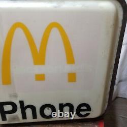 Rare Vintage Ronald Mcdonalds Téléphone Booth Sign Flange Double Côté Éclairé