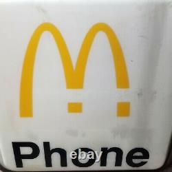 Rare Vintage Ronald Mcdonalds Téléphone Booth Sign Flange Double Côté Éclairé